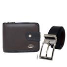 Kit Carteira Masculino Grande Botao + Cinto Duplaface Oferta