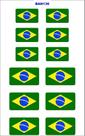 Kit Cartela 12 Adesivos Bandeira Do Brasil Resinado