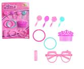 Kit Cartela Brinquedo Infantil de Beleza 9 Acessórios