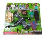 Kit Cartelado 5 Bonecos Minecreft Com Dragon