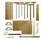 Kit Cartonagem Fio De Cabelo Gabarito Régua Esquadro Wire-o