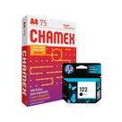 Kit Cartucho HP 122 Preto CH561HB + Resma de Papel Sulfite A4 Chamex