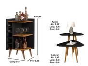 Kit Casa Adega e Mesa 3 Pontas Pés Palito Retrô cor Preto / Freijó - Comprar Moveis em Casa
