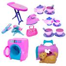 Kit Casa Brinquedo Xícara Cachorro Máquina Lavar Beleza 24p
