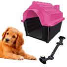 Kit Casa Plástica N3 Médio Rosa + Corda Trança Colorida 26cm