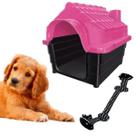 Kit Casa Resistente Dog N3 Rosa E Mordedor Corda Chalesco
