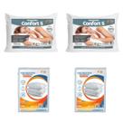 Kit Casal 2 Travesseiros Confort 5 e 2 Capas Impermeáveis
