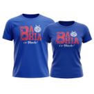 Kit Casal Bahia 2 Camisas Casuais Algodão Premium - Adulto Tamanho Feminino:MTamanho Masculino:XGCor:Azul