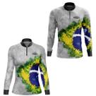 Kit Casal Camisa de Pesca Tucunaré Brasil Com Proteção UV50+ Gola Ziper
