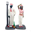 Kit Casal Esculturas Ze e Navalha Brancos 18 cm Resina