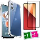 Kit Case Capa Capinha Para Motorola Moto G34 Transparente Silicone Anti Impacto + Película Para Moto G34 De Vidro 3D 9H