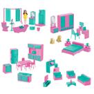 Kit Casinha de Boneca Completa com Móveis e Boneca - Quarto, Sala, Cozinha e Banheiro