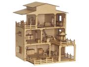 Kit Casinha De Bonecas Mansão + Moveis Woodplan MDF W4001 Kit Casinha De Bonecas Mansão + Moveis Woodplan MDF W4001