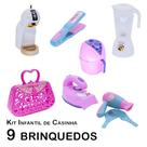 Kit Casinha Infantil Cafeteira Liquidificador Secador 9pç Kit Casinha Infantil Cafeteira Liquidificador Secador 9pç