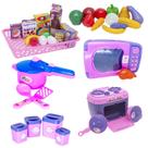 Kit Casinha Menina Brinquedo Frutas Legumes Air Fryer 37pç
