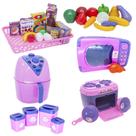 Kit Casinha Menina Brinquedo Frutas Legumes Microondas 35pç