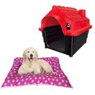 Kit Casinha N4 Cachorros Gato + Cama Colchão Acolchoado Rosa