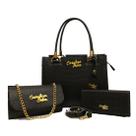 Kit Castelo Croco Bolsa Feminina Grande Carteira e Bolsa Tira Colo 3 Peças