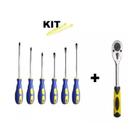 Kit Catraca Soquete 1/2 + Jogo De Chave Fenda/phillips 6 Pçs