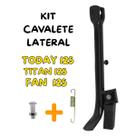 Kit Cavalete Descanso Lateral Pezinho Honda CG Titan 125 Fan 125 Today 125 Anos 1990 a 2008 Apoio de Moto Preto Aço Reforçado Com Mola e Parafuso