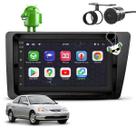 Kit Central Multimídia Sistema Android Espelhamento Usb Bluetooth Honda Civic 2001 2002 2003 2004 2005 2006 Moldura na Cor Preto Fosco