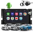 Kit Central Multimídia Sistema Android Espelhamento Usb Bluetooth Nissan March 2014 2015 2016 Versa 2014 2015 2016 2017 2018 2019 Sentra 2015 2016 Moldura na Cor Preto Fosco