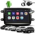 Kit Central Multimídia Sistema Android Espelhamento Usb Bluetooth Rn Renault Sandero Logan Kwid Captur Duster Moldura na cor Preto Fosco