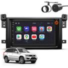 Kit Central Multimídia Sistema Android Espelhamento Usb Bluetooth Suzuki Grand Vitara 2009 2010 2011 2012 2013 2014 2015 2016 Moldura na Cor Preto Fosco