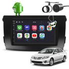 Kit Central Multimídia Sistema Android Espelhamento Usb Bluetooth Toyota Corolla 2009 2010 2011 2012 2013 Moldura na Cor Preto Fosco