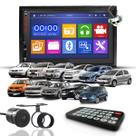 Kit Central Multimídia Universal Espelhamento Usb Mp5 2 Din Bluetooth Câmera de Ré Volkswagen Ford Citroen Peugeot Moldura Preta