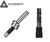 Kit Centralizador de Arestas + Fresa Topo Metal Duro 4 cortes 10mm 45Hrc Black