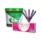 Kit Cera Depilatória Quente Natural Visual Depil Mais 600g Hidrossolúvel + Papel tnt 100 unidades 80gr 23cm x 7,2cm + es