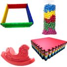 Kit Cercado Plástico Cavalo Brinquedo 50 Bolas 4 Tatames 50x50
