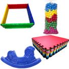 Kit Cercado Plástico Cavalo Brinquedo 50 Bolas 4 Tatames 50x50