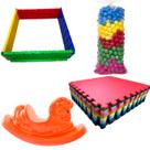 Kit Cercado Plástico Cavalo Brinquedo 50 Bolas 4 Tatames 50x50
