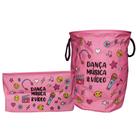 Kit Cesto Infantil e Organizador Multiuso Tecido Menina