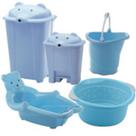 Kit Cesto ,Lixeira ,Balde ,Bacia e Banheira Encosto Urso Azul Adoleta