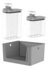Kit Cesto Organizador 16l+2 Dispenser 2,3l 1,5l Chumbo - Ou Cor Cinza-escuro Liso