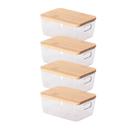 Kit Cesto Organizador 4 Unidades Pequeno Tampa Bambu Kit Cesto Organizador 4 Unidades Pequeno Tampa Bambu