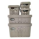 Kit Cesto Organizador c/Tpa 5PCS Cinza 410 - Mixxnova Kit Cesto Organizador c/Tpa 5PCS Cinza 410 - Mixxnova