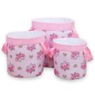 Kit Cesto Organizador Infantil Girafa Borboleta Rosa