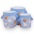 Kit Cesto Organizador Infantil Urso Aviador Azul