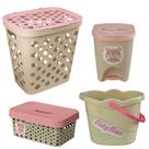 Kit cesto roupas lixeira balde caixa multiuso infantil quarto bebê