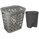 Kit Cesto Telado de Roupa 30L e Lixeira com Pedal 7,5L Premium Gourmet Cinza Escuro OEM Kit Cesto Telado de Roupa 30L e Lixeira com Pedal 7,5L Premium Gourmet Cinza Escuro OEM