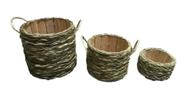 Kit Cesto Vaso Palha Sisal Decoração Casa Sala Rustico Art