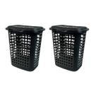 Kit cestos organizadores com tampa 30l preto 2 unidades
