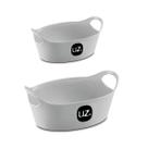 Kit Cestos P e M Branco Com Alça 20x9cm e 28x12cm Plástico