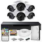 Kit cftv 08 canais 06 cameras 1080p 3.6mm hd500gb