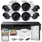 Kit cftv 08 canais 08 cameras 1080p 3.6mm hd500gb
