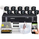 Kit CFTV 10 Câmeras Full HD 1080P Infravermelho 20 metros DVR Intelbras MHDX 1216 Sem Hd